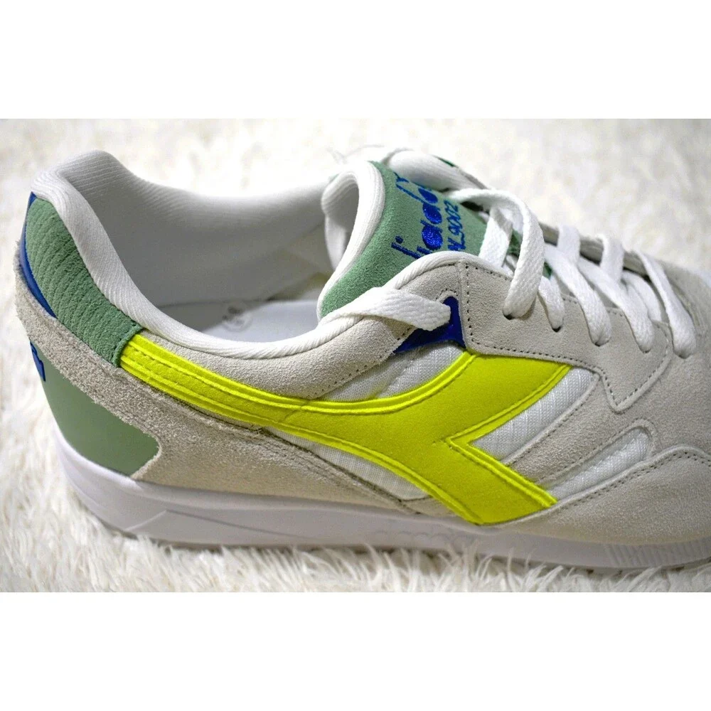 Diadora N92 Italian Vintage Running Sneakers White Yellow Green Blue Men’s 13